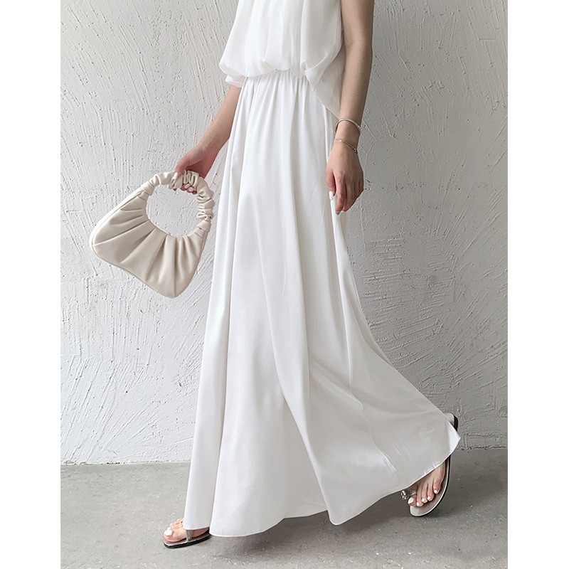 Ženska Y2K odjeća Hlače širokih nogavica od bijele ledene svile Ženske ljetne široke hlače s visokim strukom, široke široke haljine, ležerne hlače u korejskom stilu
