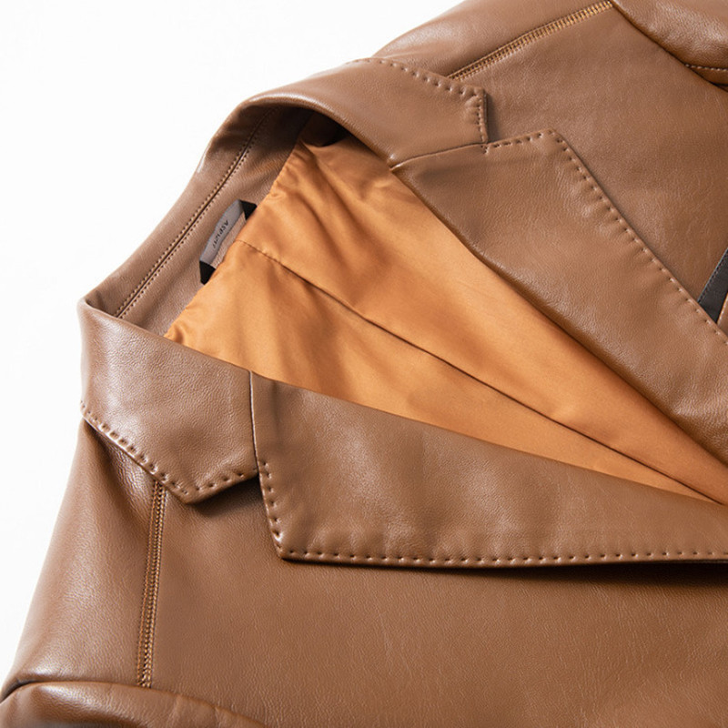 Marka Jakna od umjetne kože Muškarci Proljeće Jesen Jednobojna uska jakna sako Modni kauzalni Vodootporni kaput Plus Veličina M-7XL