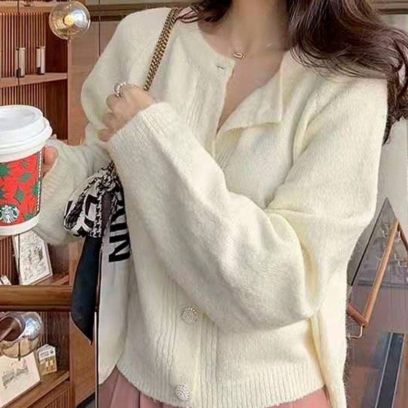 Ženski kardigan Elegantna francuska jednobojna lijena široka ženska gornja odjeća Topla udobna proljeće jesen Hipster Mujer Ins