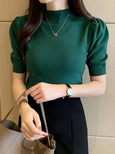 Blusas Mujer De Moda 2023 Verano lühikeste varrukatega valge kootud kampsun Naiste pulloverid Naiste topid Kootud naiste kampsun Kampsunid G03
