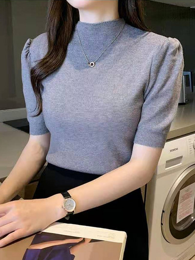 Blusas Mujer De Moda 2023 Verano lühikeste varrukatega valge kootud kampsun Naiste pulloverid Naiste topid Kootud naiste kampsun Kampsunid G03