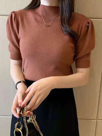 Blusas Mujer De Moda 2023 Verano lühikeste varrukatega valge kootud kampsun Naiste pulloverid Naiste topid Kootud naiste kampsun Kampsunid G03