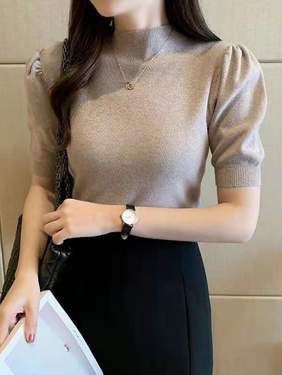Blusas Mujer De Moda 2023 Verano lühikeste varrukatega valge kootud kampsun Naiste pulloverid Naiste topid Kootud naiste kampsun Kampsunid G03