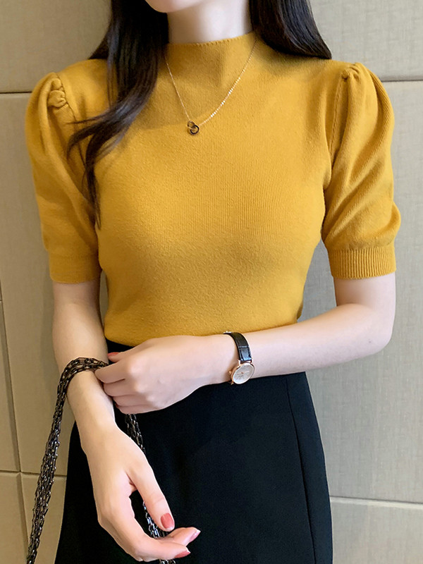 Blusas Mujer De Moda 2023 Verano Bijeli pleteni pulover kratkih rukava Ženski puloveri Ženske majice Pleteni ženski pulover Džemperi G03