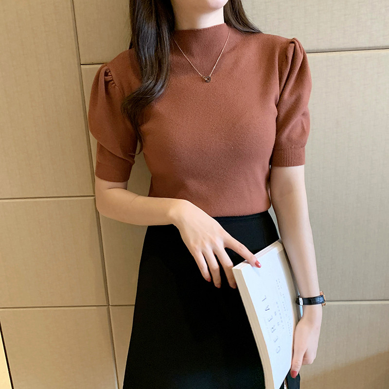 Blusas Mujer De Moda 2023 Verano Bijeli pleteni pulover kratkih rukava Ženski puloveri Ženske majice Pleteni ženski pulover Džemperi G03