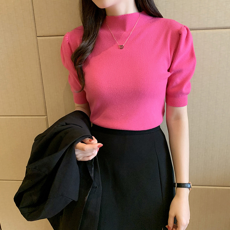 Blusas Mujer De Moda 2023 Verano Bijeli pleteni pulover kratkih rukava Ženski puloveri Ženske majice Pleteni ženski pulover Džemperi G03