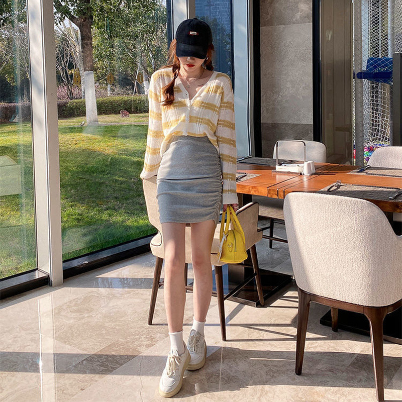 Kardigan Ženska prugasta pletenina Jednostavna studentska sveučilišna dnevna majica s V-izrezom Ženstvena Hipster preppy stila Slatki ženski pulover Sve vrste