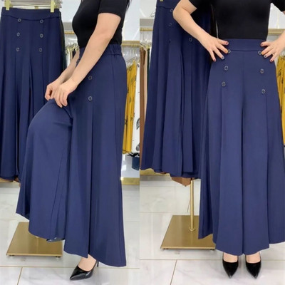 Modne ležerne široke hlače velikih veličina Ženske nove plisirane hlače s patentnim zatvaračem visokog struka Jednostavnost Udobna ženska odjeća