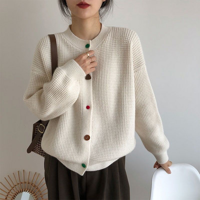 Ženski kardigan slatkih boja Modni, elegantni, udobni, vruće rasprodani, ženstveni pleteni, slobodni Harajuku O-izrez Jednostavni, jednobojni Mujer De Moda