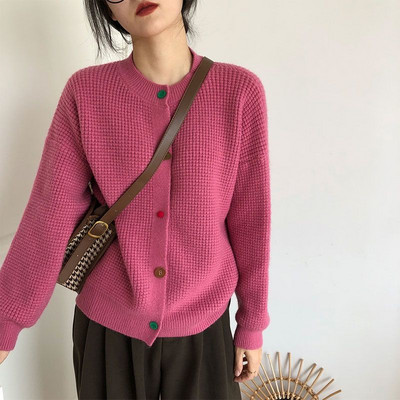 Ženski kardigan slatkih boja Modni, elegantni, udobni, vruće rasprodani, ženstveni pleteni, slobodni Harajuku O-izrez Jednostavni, jednobojni Mujer De Moda