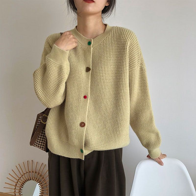 Ženski kardigan slatkih boja Modni, elegantni, udobni, vruće rasprodani, ženstveni pleteni, slobodni Harajuku O-izrez Jednostavni, jednobojni Mujer De Moda