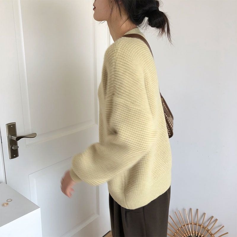 Ženski kardigan slatkih boja Modni, elegantni, udobni, vruće rasprodani, ženstveni pleteni, slobodni Harajuku O-izrez Jednostavni, jednobojni Mujer De Moda