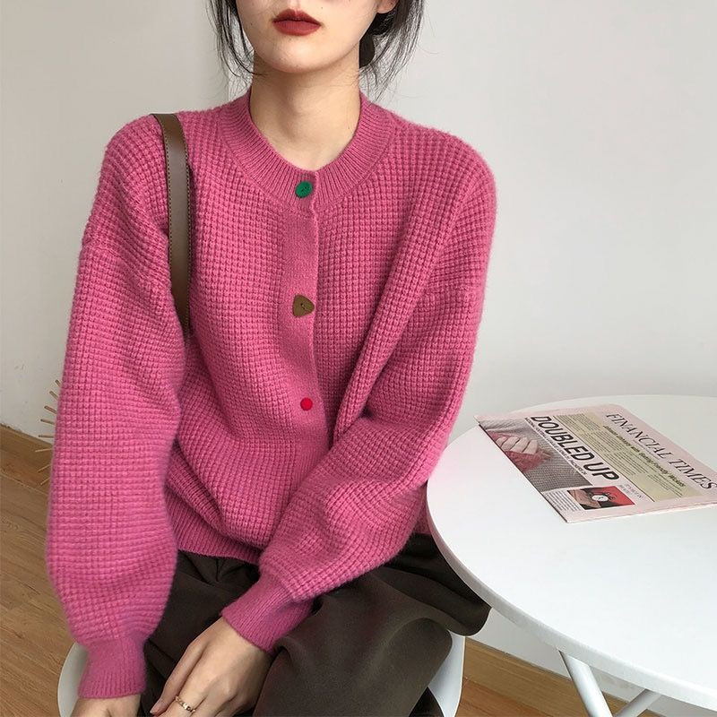 Ženski kardigan slatkih boja Modni, elegantni, udobni, vruće rasprodani, ženstveni pleteni, slobodni Harajuku O-izrez Jednostavni, jednobojni Mujer De Moda