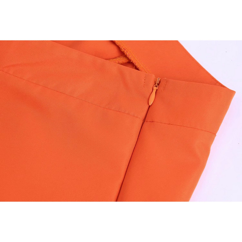 2022. Narančaste lepršave široke duge hlače Ženske šik dame Elegantne odijelne hlače visokog struka Ženske pune hlače ravnih nogavica