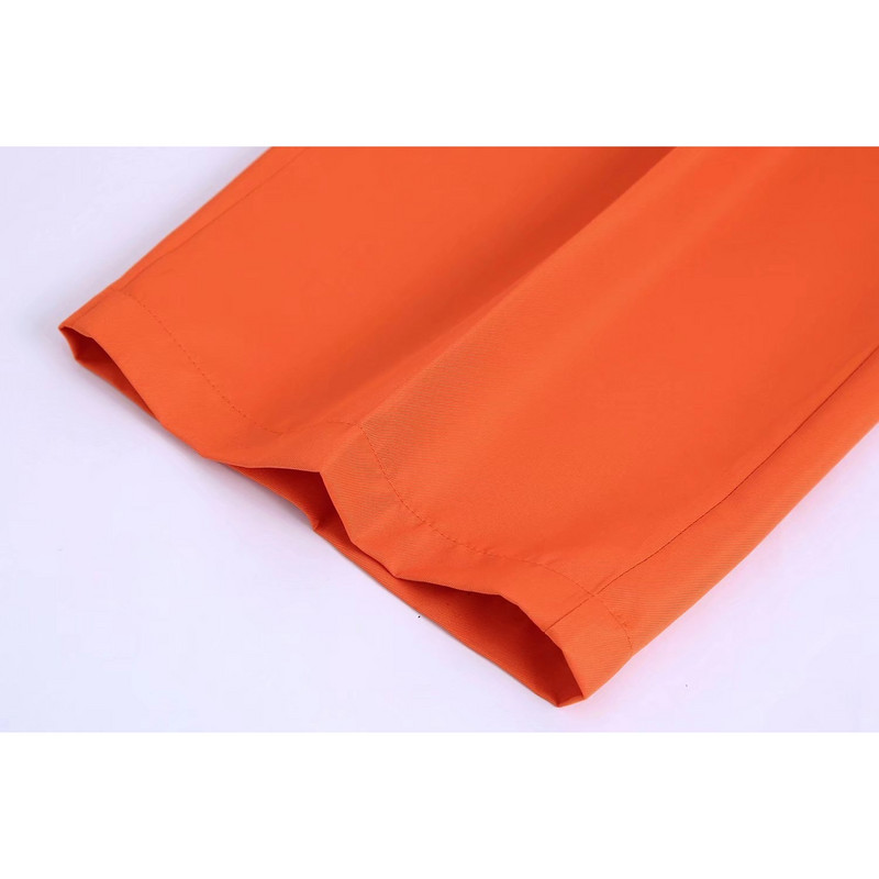 2022. Narančaste lepršave široke duge hlače Ženske šik dame Elegantne odijelne hlače visokog struka Ženske pune hlače ravnih nogavica