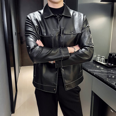 Νέο Μόδα Δερμάτινο Μπουφάν Μοτοσικλέτας Ανδρικά Σχεδιαστικά Punk Wind Ανδρικά Ζακέτα δερμάτινα παλτά Warm Coll