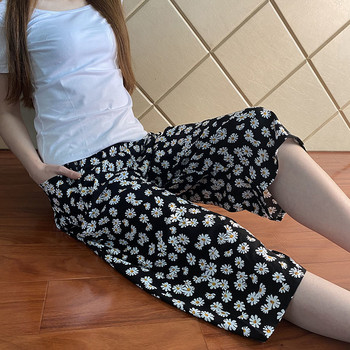 Γυναικείο καλοκαιρινό παντελόνι από τεχνητό μετάξι από τεχνητό βαμβάκι Παντελόνι παραλίας με φαρδιά λεπτή στάμπα Αρχική Μαλακό παντελόνι πιτζάμα Casual παντελόνι με φαρδύ πόδι Γυναικείο XL