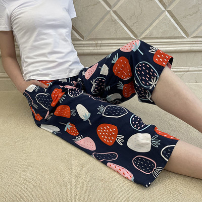 Ženske ljetne hlače od umjetne pamučne svile, široke hlače za plažu s tankim printom, kućne meke pidžame, ležerne hlače širokih nogavica, ženske XL