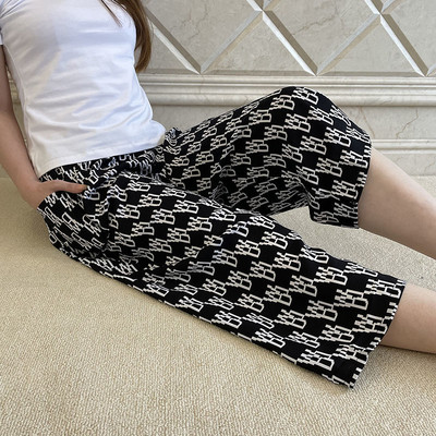 Ženske ljetne hlače od umjetne pamučne svile, široke hlače za plažu s tankim printom, kućne meke pidžame, ležerne hlače širokih nogavica, ženske XL