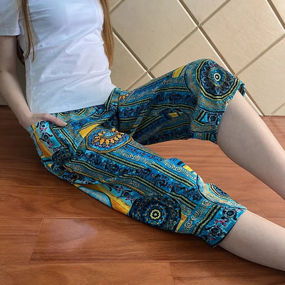 Ženske ljetne hlače od umjetne pamučne svile, široke hlače za plažu s tankim printom, kućne meke pidžame, ležerne hlače širokih nogavica, ženske XL