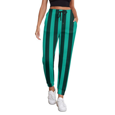 Vertikaalsed triibulised püksid naiste Burgundia ja kollased hiphopi dressipüksid kevadised moodsa disainiga püksid, suur suurus 2XL