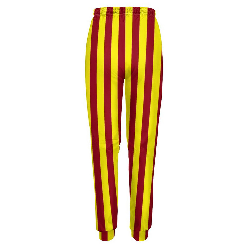 Vertikaalsed triibulised püksid naiste Burgundia ja kollased hiphopi dressipüksid kevadised moodsa disainiga püksid, suur suurus 2XL