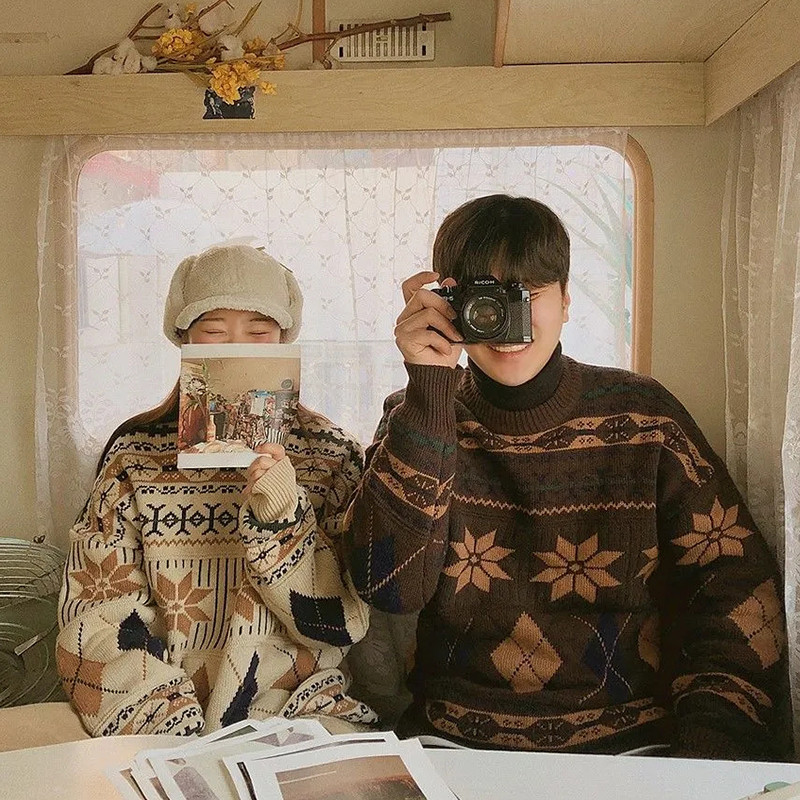 ZOKI uued kampsunid naiste sviiter, lõdva kaelusega kudumine kampsun, vintage žakaarmustriga paariline džemprid, suured tänavarõivaste topid