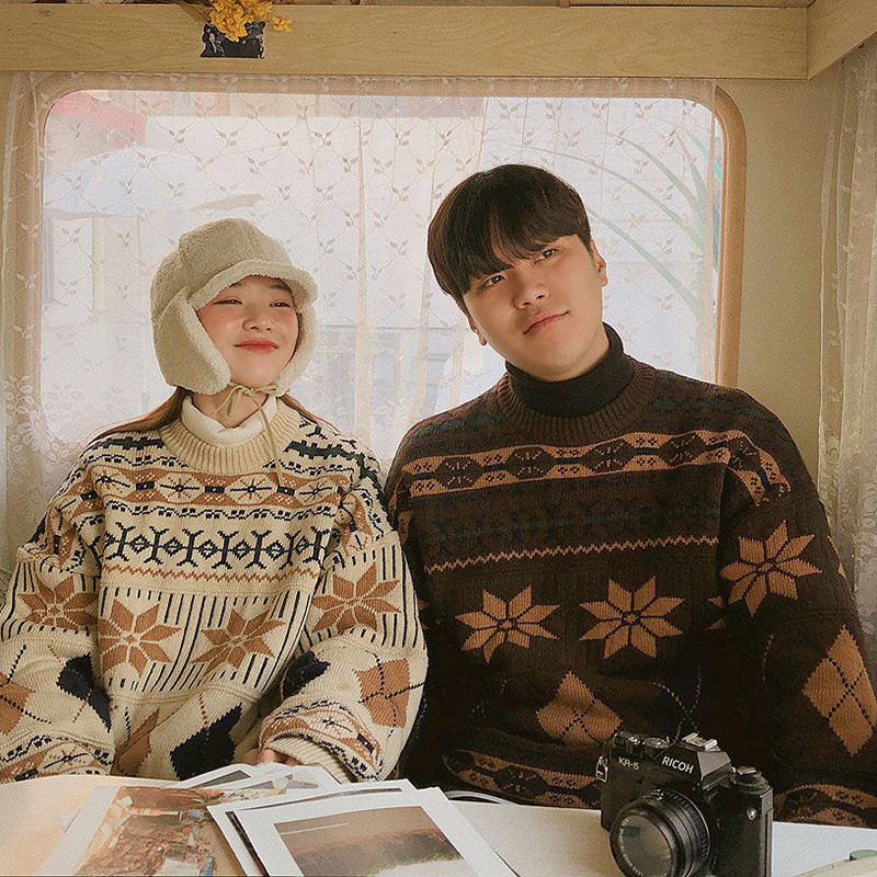 ZOKI uued kampsunid naiste sviiter, lõdva kaelusega kudumine kampsun, vintage žakaarmustriga paariline džemprid, suured tänavarõivaste topid