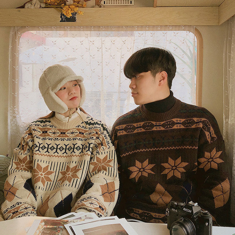 ZOKI uued kampsunid naiste sviiter, lõdva kaelusega kudumine kampsun, vintage žakaarmustriga paariline džemprid, suured tänavarõivaste topid