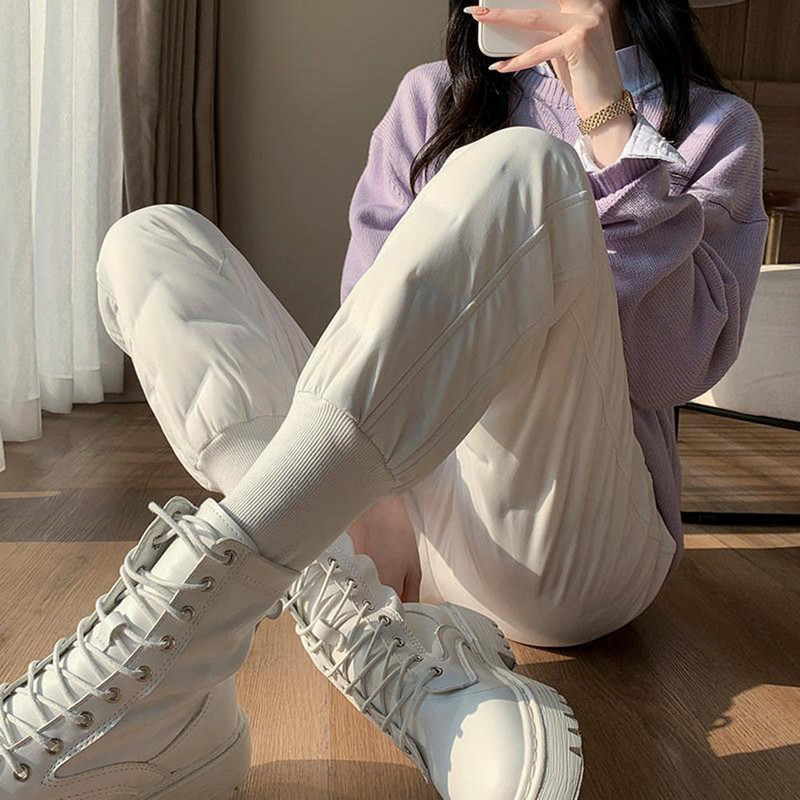 Jesenske pamučne hlače za žensku gornju odjeću za snijeg, novo zima 2022., debele ležerne harem hlače visokog struka, tople ležerne hlače