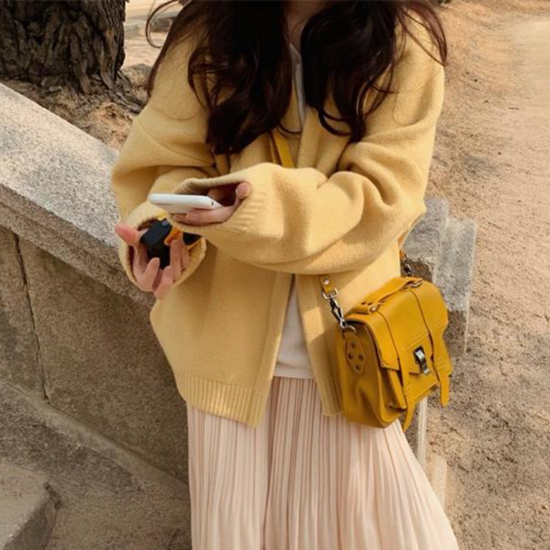 Ženski kardigani opušteni, lijeni, jednobojni, meki, ležerni, elegantni, pleteni jesenski novi, slatki, djevojački, korejska verzija, nježni minimalistički šik