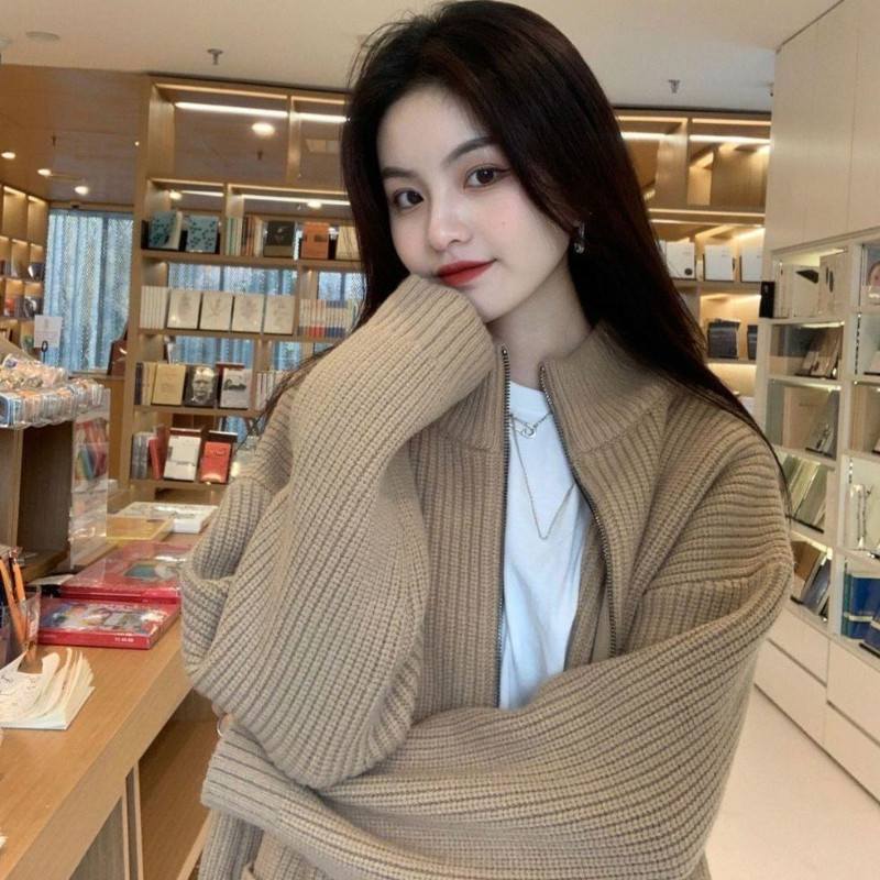 Ženski kardigani, nježni, jednobojni jesenski, sveobuhvatni korejski stil, jednostavni, modni, udobni, labavi, nježni, uredski ženski džemper