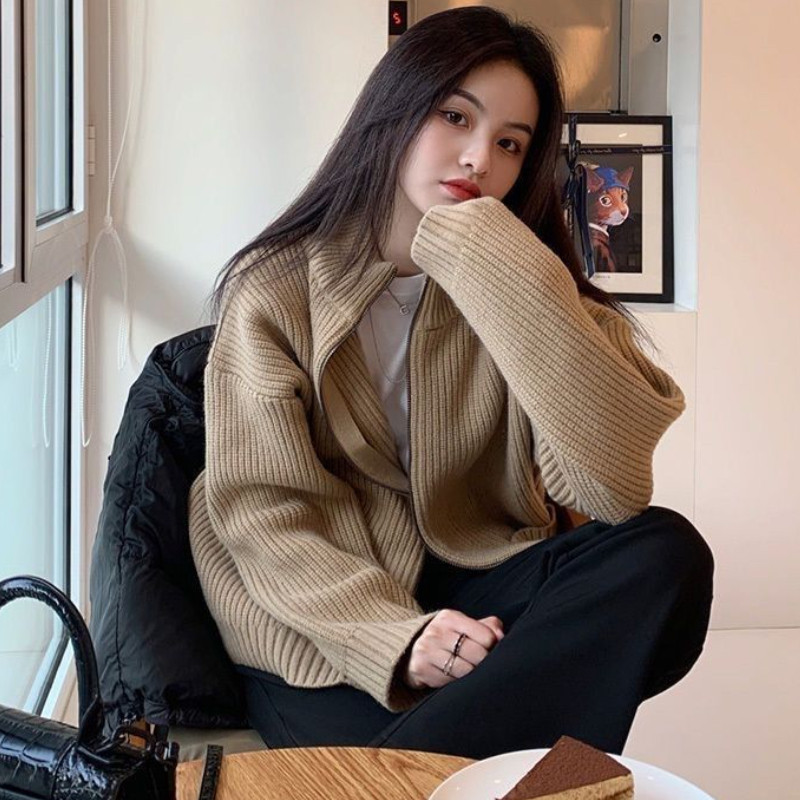 Ženski kardigani, nježni, jednobojni jesenski, sveobuhvatni korejski stil, jednostavni, modni, udobni, labavi, nježni, uredski ženski džemper