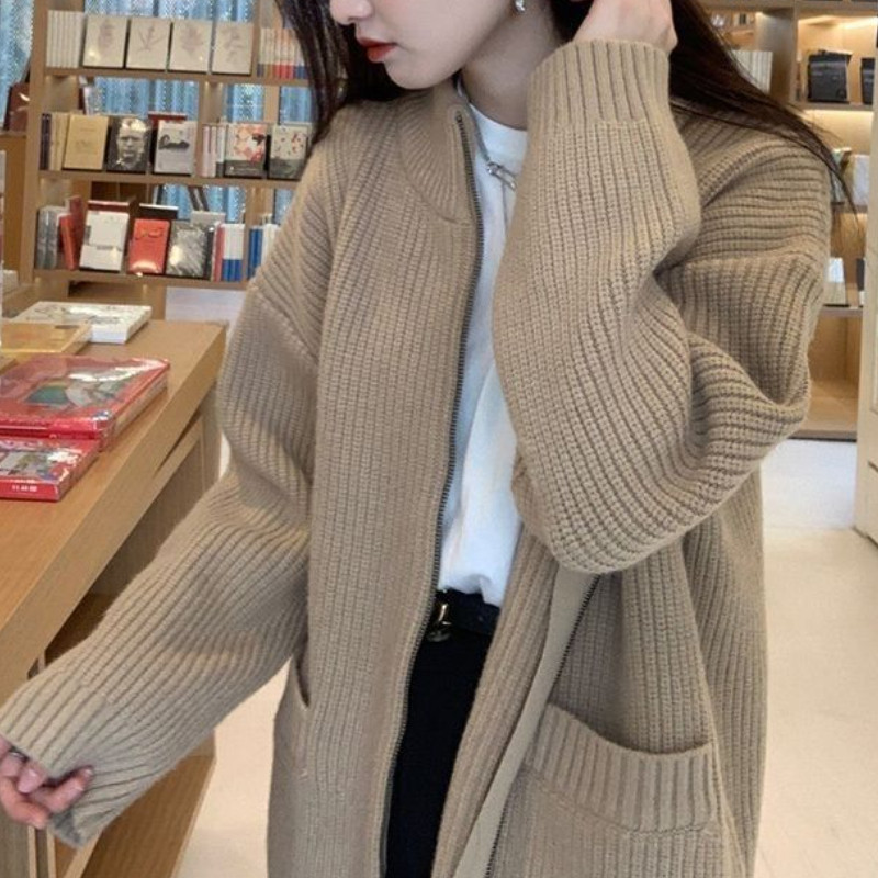 Ženski kardigani, nježni, jednobojni jesenski, sveobuhvatni korejski stil, jednostavni, modni, udobni, labavi, nježni, uredski ženski džemper