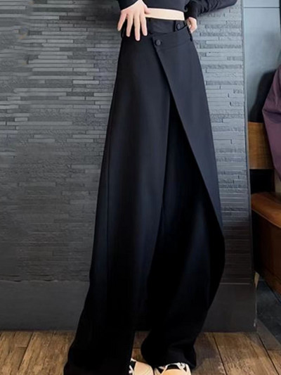 Κορεάτικες νέες αφίξεις Ανοιξιάτικο ασύμμετρο σχέδιο Γυναικείο παντελόνι με φαρδύ ψηλόμεσο γυναικείο παντελόνι