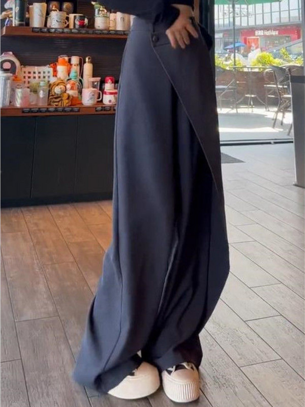 Κορεάτικες νέες αφίξεις Ανοιξιάτικο ασύμμετρο σχέδιο Γυναικείο παντελόνι με φαρδύ ψηλόμεσο γυναικείο παντελόνι