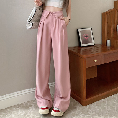 Rimocy Fashion Design Hlače visokog struka Ženske korejske ravne široke hlače 2023 Ženske nove jesenske uredske široke hlače Žene
