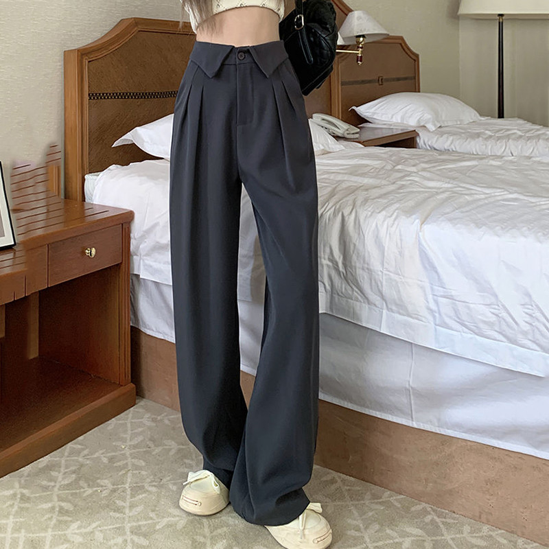 Rimocy Fashion Design Hlače visokog struka Ženske korejske ravne široke hlače 2023 Ženske nove jesenske uredske široke hlače Žene