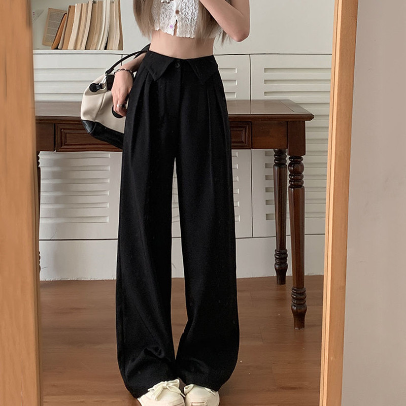 Rimocy Fashion Design Hlače visokog struka Ženske korejske ravne široke hlače 2023 Ženske nove jesenske uredske široke hlače Žene