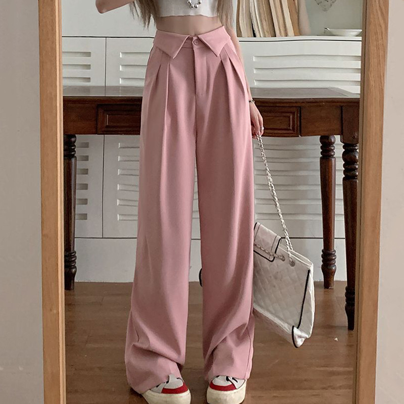 Rimocy Fashion Design Hlače visokog struka Ženske korejske ravne široke hlače 2023 Ženske nove jesenske uredske široke hlače Žene