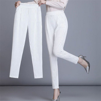 Κορεάτικο παντελόνι γραφείου με ριγέ μολύβι Γυναικεία casual slim pantlones Ψηλοβάσιτο επίσημο παντελόνι χαρέμι Κομψό κορεάτικο Spodnie 4xl Broek