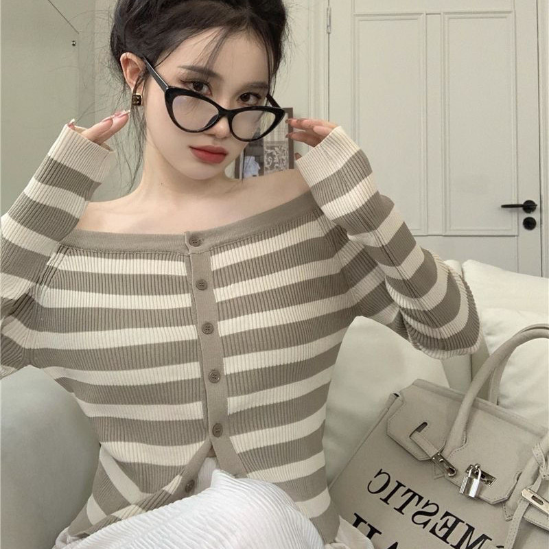 Kardigan za žene Proljetni pleteni kardigan s urezanim izrezom, tanak, sveobuhvatan, jednostavan, popularan, estetski dame, moderan BF kardigan Ženski