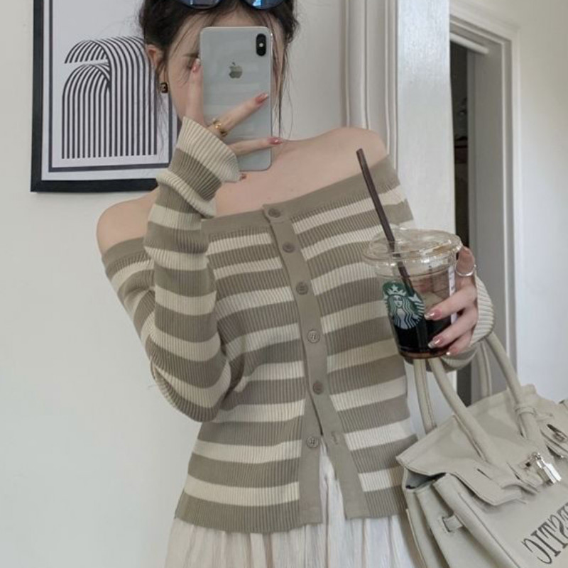 Kardigan za žene Proljetni pleteni kardigan s urezanim izrezom, tanak, sveobuhvatan, jednostavan, popularan, estetski dame, moderan BF kardigan Ženski
