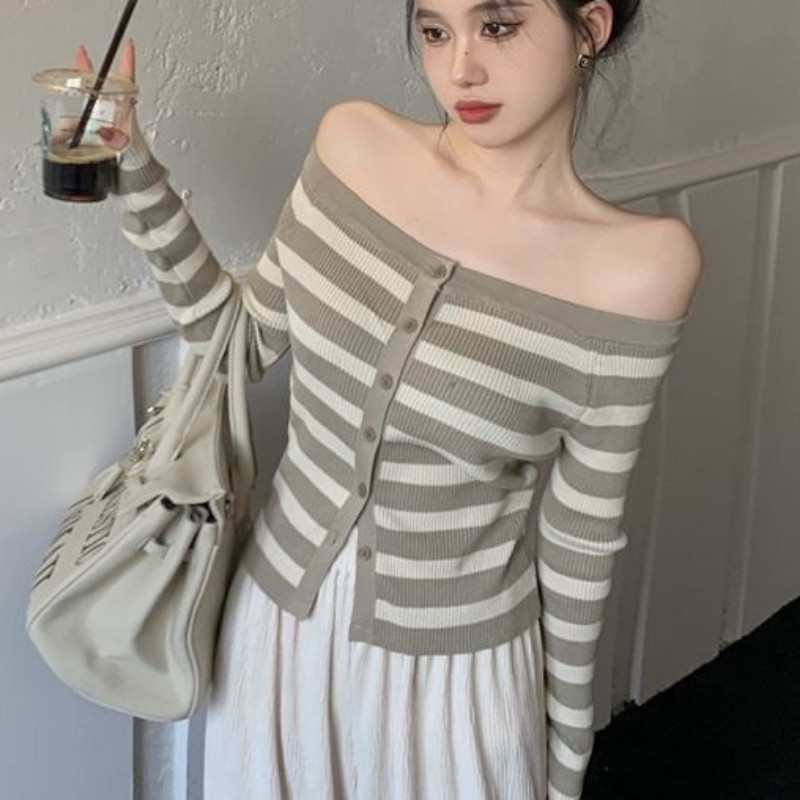 Kardigan za žene Proljetni pleteni kardigan s urezanim izrezom, tanak, sveobuhvatan, jednostavan, popularan, estetski dame, moderan BF kardigan Ženski