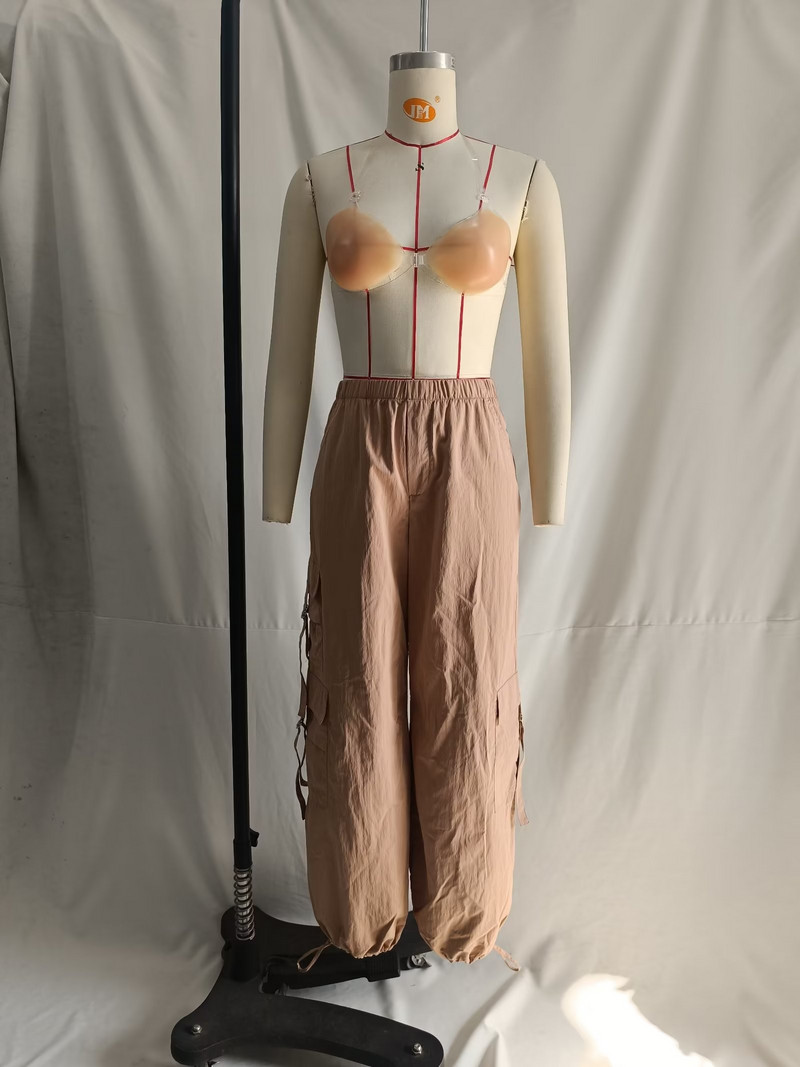 Najlonske hlače s padobranom Ženske modne Carogo hlače za trčanje Ležerne s visokim elastičnim strukom Ženski šik ženski kroj čizama 2023 Novo