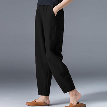 Μαλακό γυναικείο παντελόνι μονόχρωμο M-3XL Γυναικεία casual παντελόνια Οικιακή ενδυμασία Λινό παντελόνι που απορροφά τον ιδρώτα