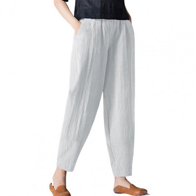 Meke ženske hlače Jednobojne M-3XL Ženske ležerne hlače Kućanska odjeća Lanene hlače koje upijaju znoj Odjeća za posao i posao
