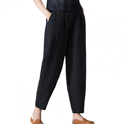 Meke ženske hlače Jednobojne M-3XL Ženske ležerne hlače Kućanska odjeća Lanene hlače koje upijaju znoj Odjeća za posao i posao