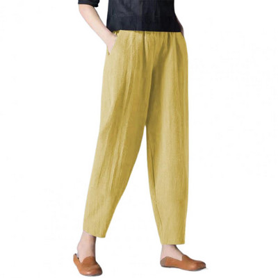 Meke ženske hlače Jednobojne M-3XL Ženske ležerne hlače Kućanska odjeća Lanene hlače koje upijaju znoj Odjeća za posao i posao