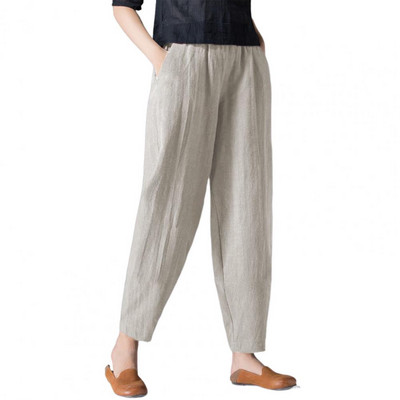 Meke ženske hlače Jednobojne M-3XL Ženske ležerne hlače Kućanska odjeća Lanene hlače koje upijaju znoj Odjeća za posao i posao